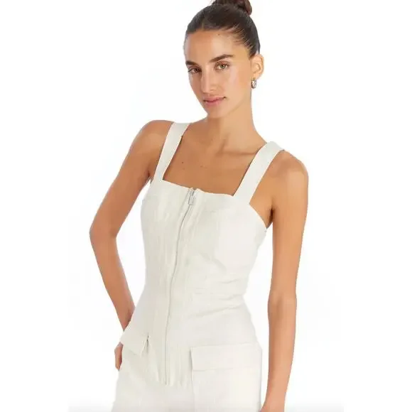 Amanda Uprichard Gage Linen Blend Romper - Large - NWT